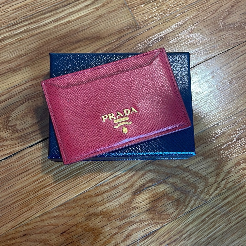 Prada card holder red